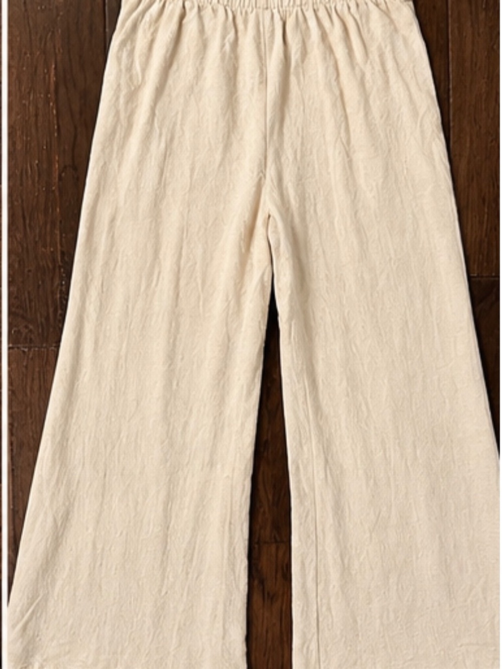Altar'd State Cream Wide Leg Pants Size M Elastic Waist Textured Boho Casual - Picture 4 of 7